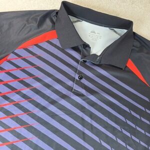 SR Speed Your Run Polo Shirt Mens 2XL Black Red Geometric Stretch Short Sleeve